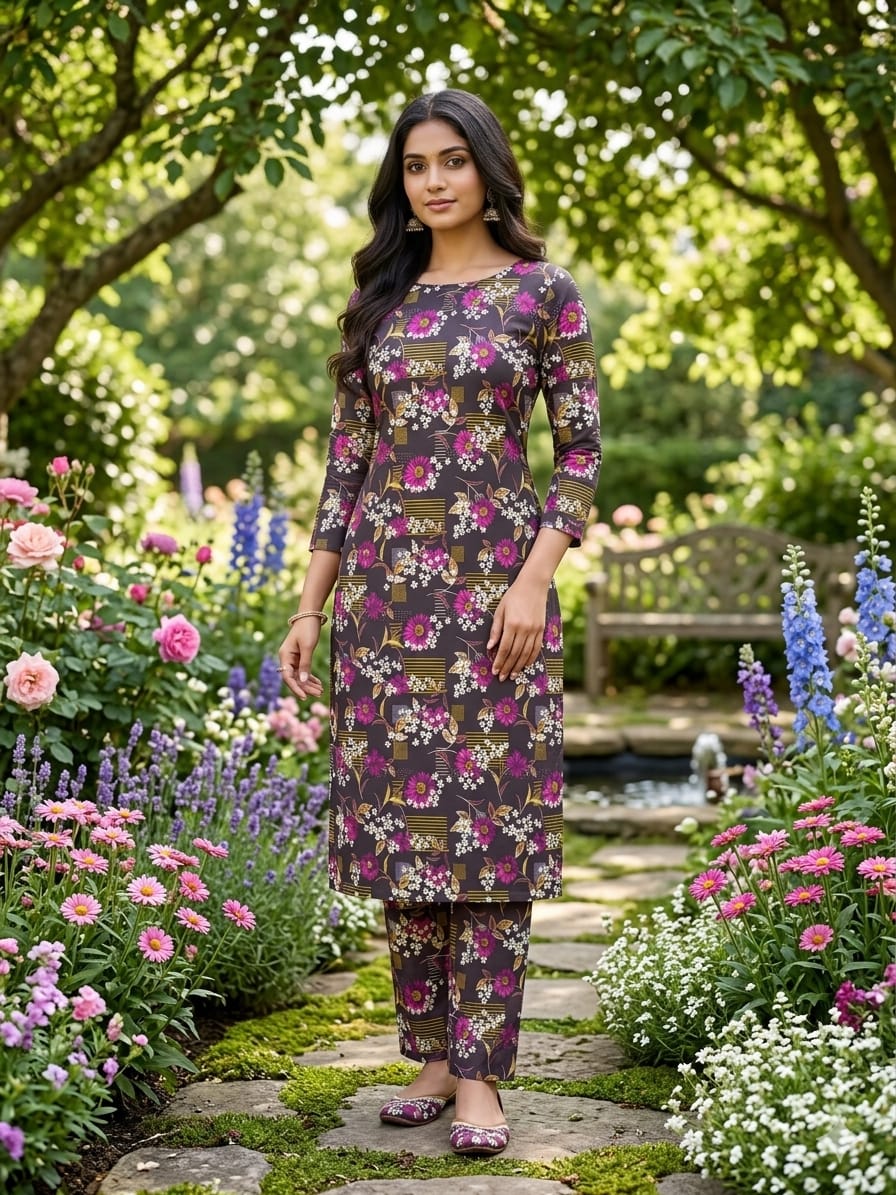 2Pcs Digital Print  Ladies Siut  Des 104