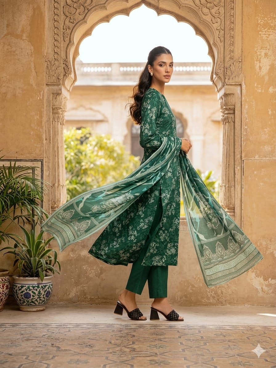 3Pcs Digital Print Lawn Ladies Suit 13