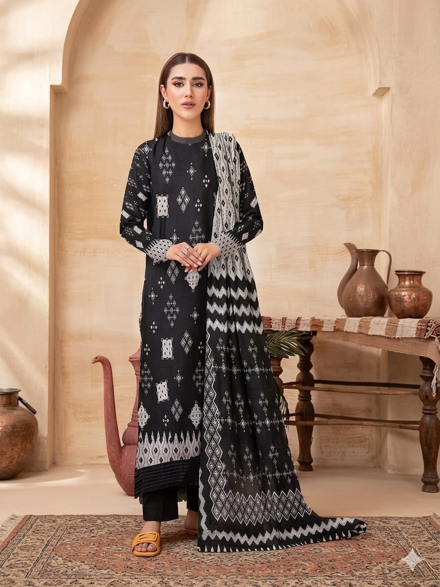 3Pcs Digital Print Lawn Ladies Suit 14