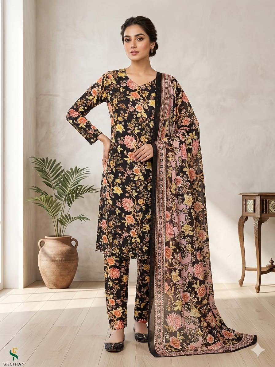 3Pcs Digital Print Lawn Ladies Suit 17
