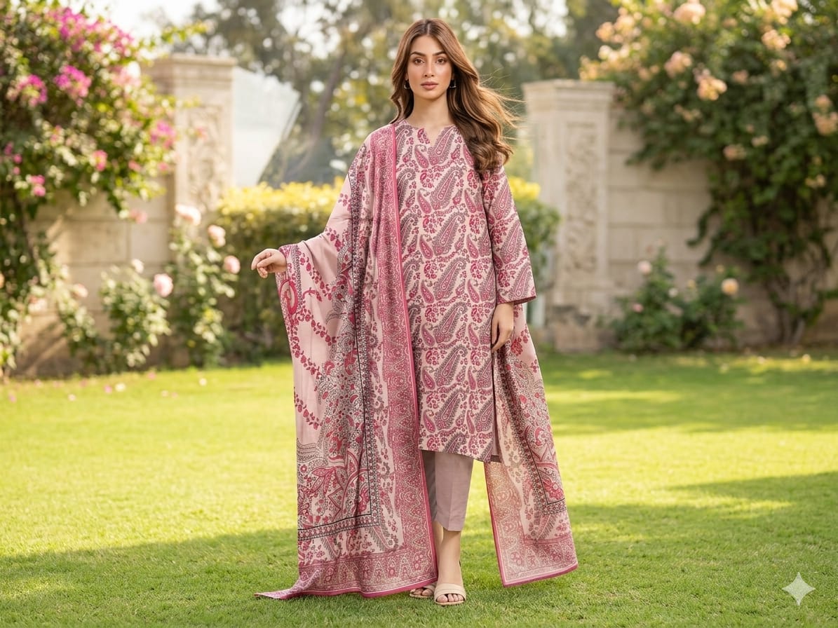 3Pcs Digital Print Lawn Ladies Suit 23