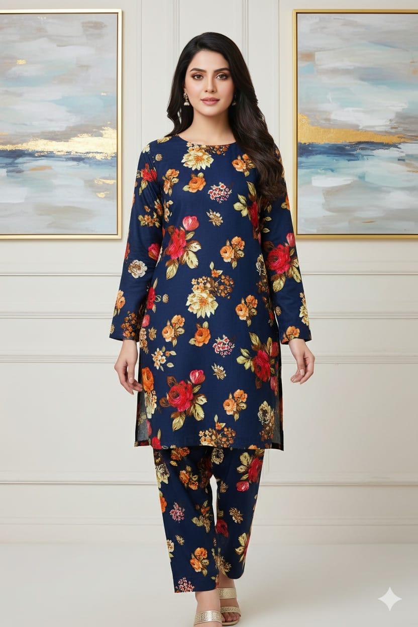 2Pcs Digital Print  Ladies Siut   Des 34