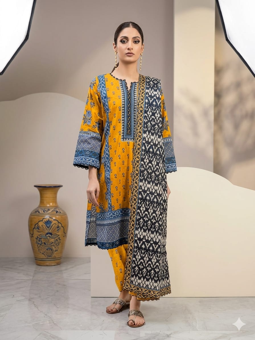 3Pcs Digital Print Lawn Ladies Suit 04