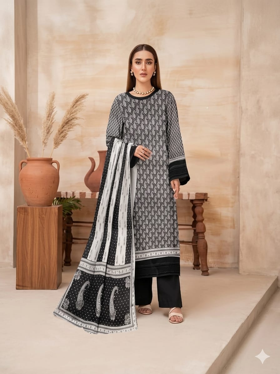3Pcs Digital Print Lawn Ladies Suit 05
