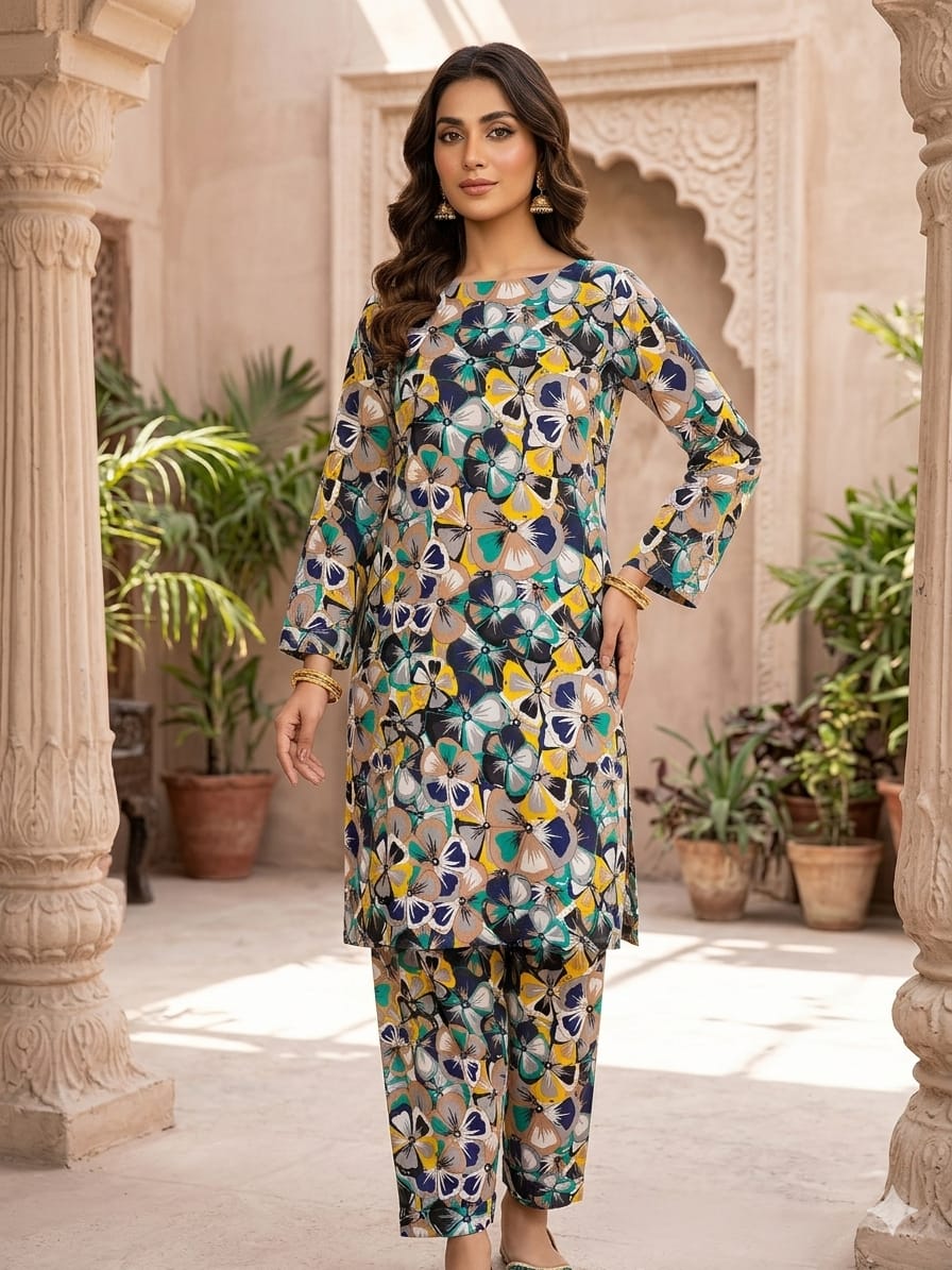 2Pcs Digital Print  Ladies Siut   Des 68