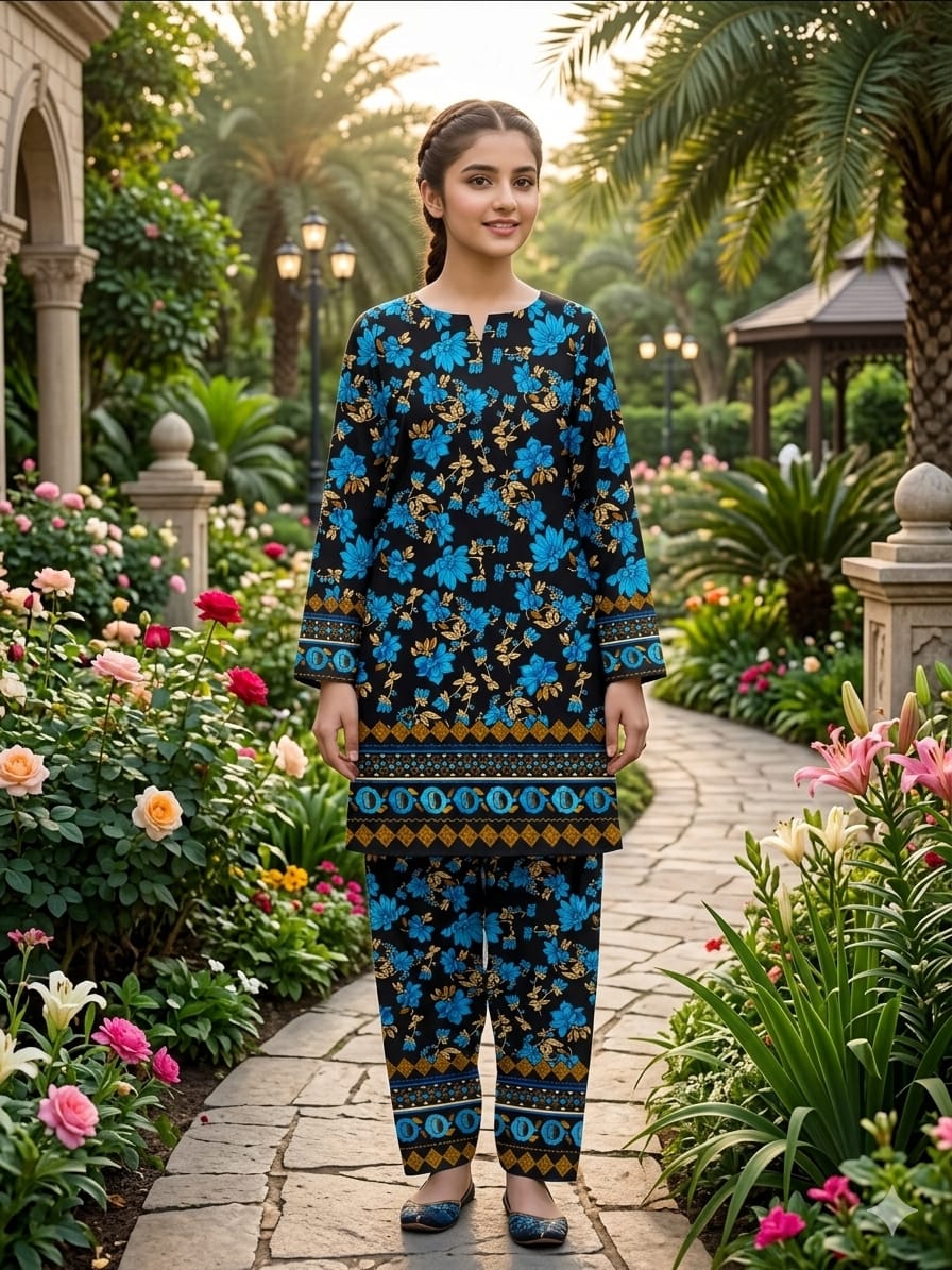 2Pcs Digital Print  Ladies Siut   Des 01