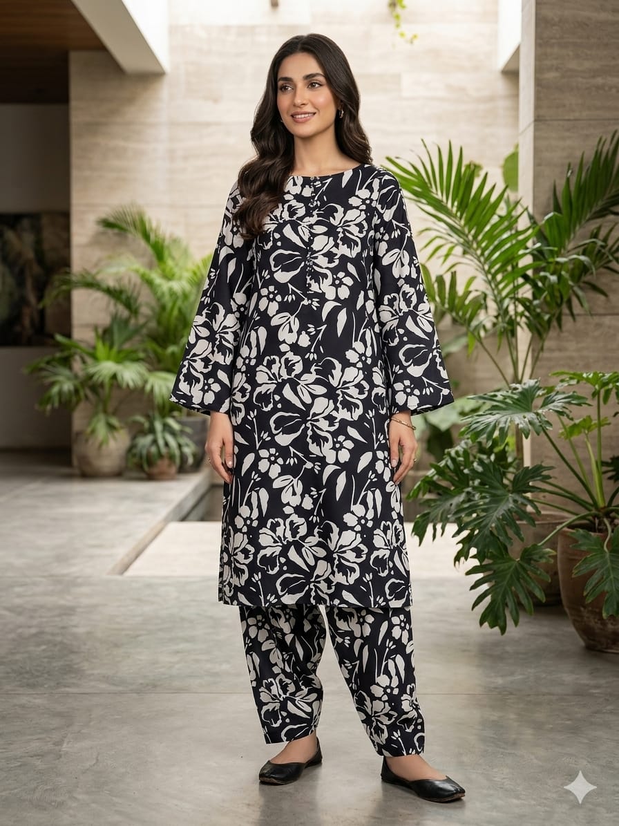 2Pcs Digital Print  Ladies Siut   Des 15