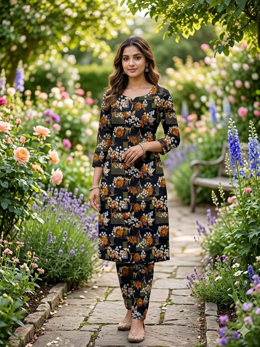 2Pcs Digital Print  Ladies Siut   Des 107